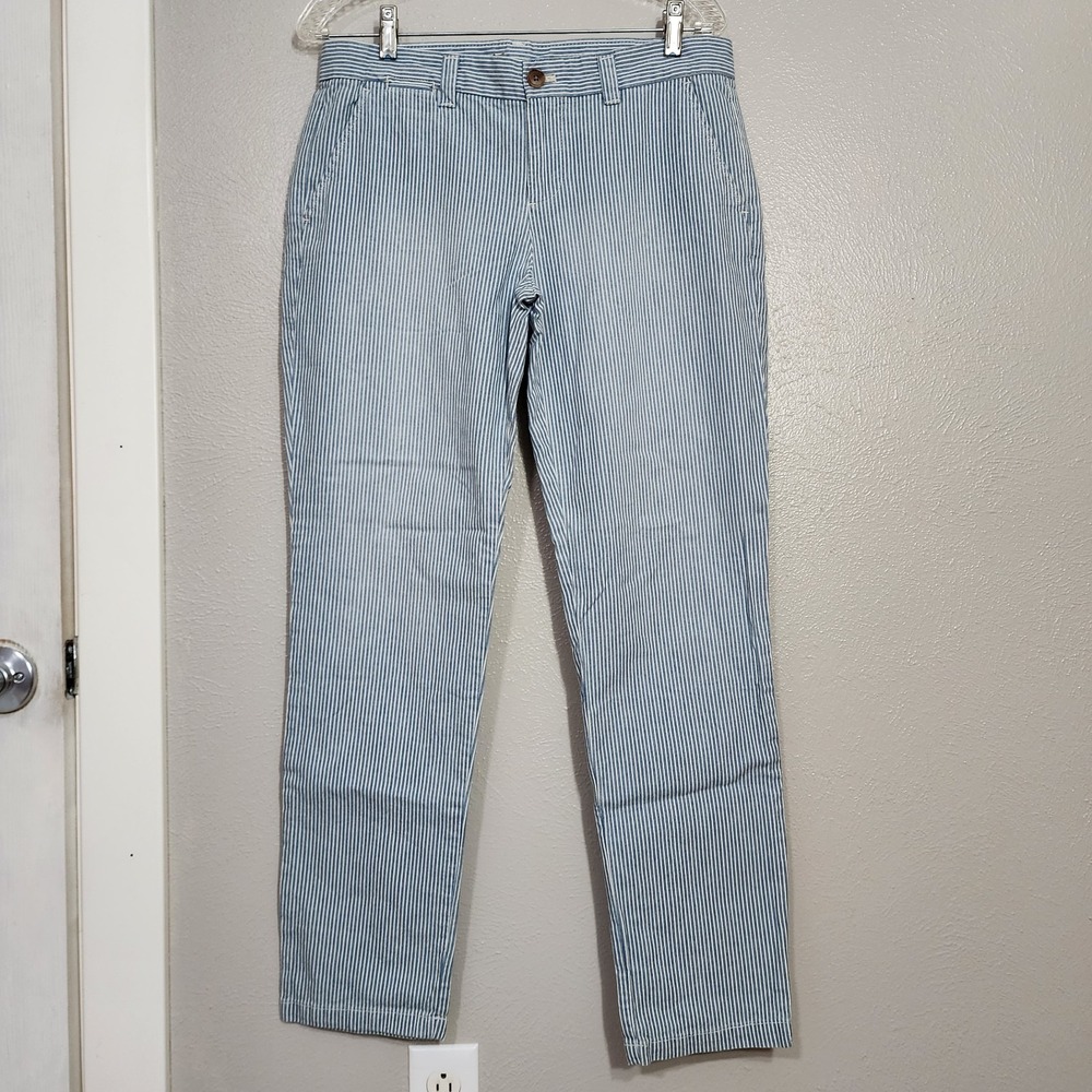 Khakis By Gap Pants Women's Size 14 Striped Blue and White Straight Leg